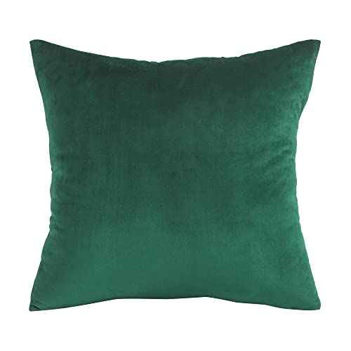 Tosleo Christmas Green Velvet Splicing Throw Pillow Covers 22x22 Inche Pack of 2 with Gold Leather,Soft Decorative Pillow Cover Farmhouse Couch Pillow Case Square Cushion Case