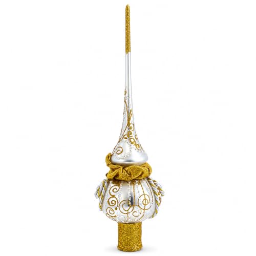 BestPysanky Handmade Christmas Tree Topper with Twisted Rope & Bow, 11 Inches