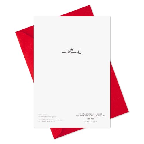 Snowflake Reindeer Christmas Cards with Envelopes 10-Pack - Gold Reindeer on Red
