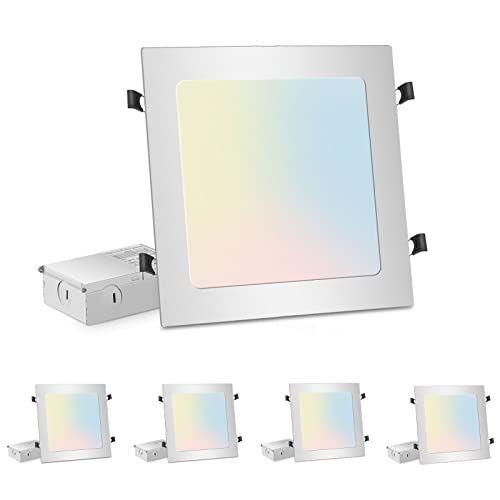 White 4-Pack 11-Inch Square Recessed LED Lights Dimmable & Color Temp Adjustable