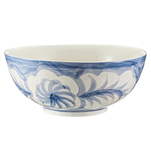 Maxdot Blue and White Chinoiserie Pasta Bowl 10 x 10 x 5 Inches - Hand-Painted Ceramic Serving Bowl