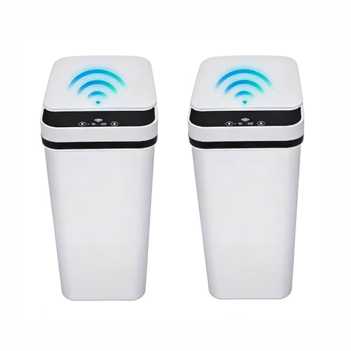 QSFWCSM 2 Pack Touchless Bathroom Trash Cans White - Smart Sensor Lid