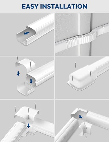 White 3-Inch 13Ft Mini Split Line Set Cover Kit - Decorative Pipe Hide