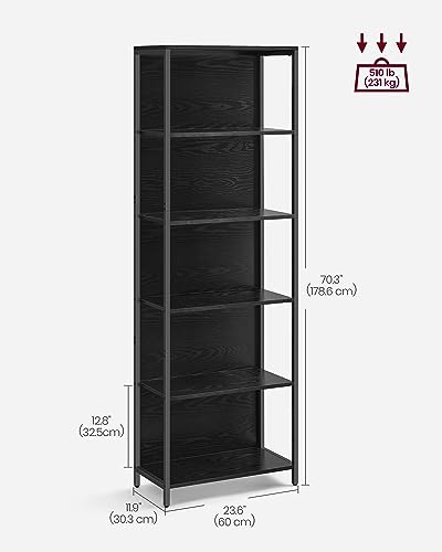 VASAGLE 6-Tier LED Bookshelf with Dimmable Color-Changing Lights - 11.9"D x 23.6"W x 70.3"H