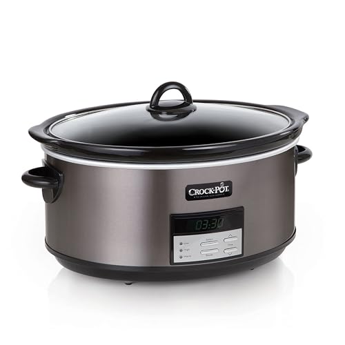 8-Quart Programmable Slow Cooker with Auto Warm - Black Stainless Steel