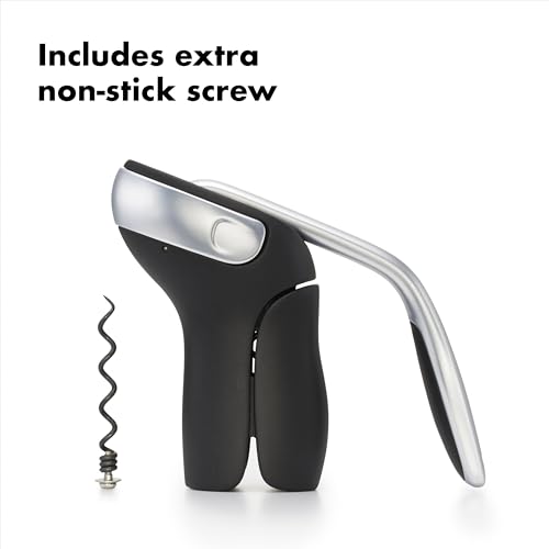 OXO Steel Wine Bottle Opener with Foil Cutter - Black Corkscrew, 2.1 Version