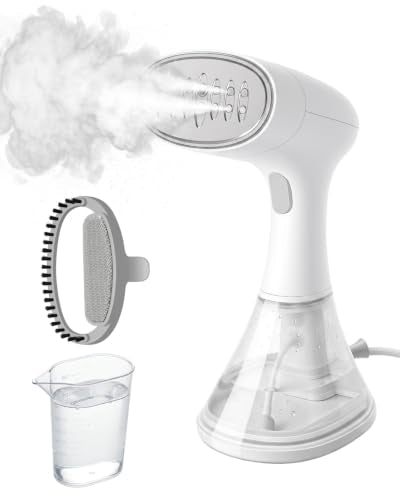GEEZO 1600W Handheld Garment Steamer with White Water Tank, Portable Clothes Iron