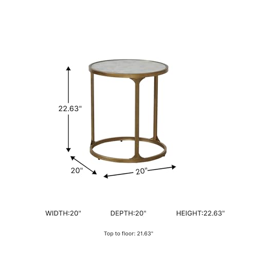 Antique Gold Signature Design by Ashley Korajane Round End Table, 20 Inch