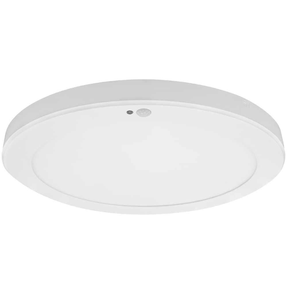 Maxxima 13 in. Round Ceiling Flush Mount Light Fixture - Features Motion Sensor, 2700 Lumens, 3 CCT 3000K/4000K/5000K, Automatic Dusk to Dawn Photocell Sensor, Perfect Closet or Entryway Light