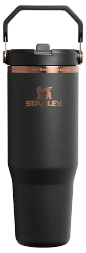 Messi Black 30 oz Insulated Flip Straw Tumbler with Handle - Leakproof Water Bottle