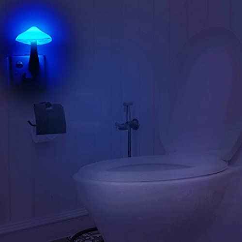 AUSAYE Blue Led Lamp Mushroom Nigh Light,Plug in Nightlight,Sensor Night Lights for Kids Adults Bedroom,Bathroom,Toilet,Stairs,Kitchen,Hallway Christmas Thanksgiving Gifts