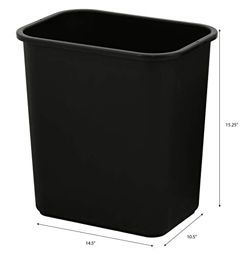 United Solutions 7.7 Gallon (30.8 Qt) Slim Wastebasket 12 Pack Black Under Desk