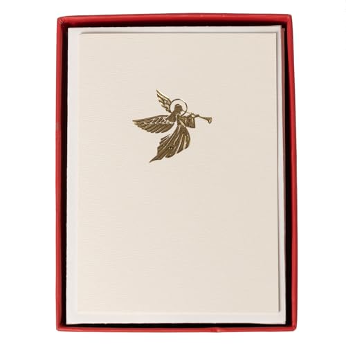 Graphique Angel Cards Gift Set – 15 Blank Christmas Cards with Envelopes, Gold Foil & Embossed Angels