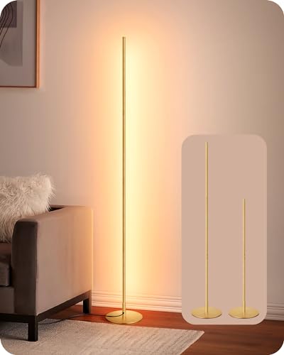 Gold Floor Lamp - 59.84-Inch Dimmable Living Room Lighting with Stepless Brightness