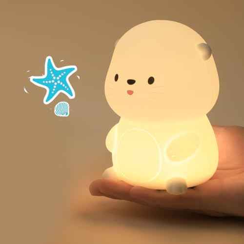 Cute Otter Night Light, Dimmable Nursery Lamps, Super Squishy Silicone Timer USB Rechargeable Touch Control RGB Night Lamp for Kids Adults, Used for Camping Party Room Decor (Otter)