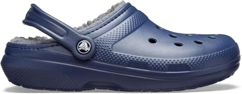 Unisex Classic Lined Crocs Clogs - Navy & Charcoal, 9 Women / 7 Men