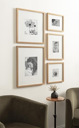 Rustic Brown Gallery Framed Wall Art Set of 5 - Modern Rectangle Decor