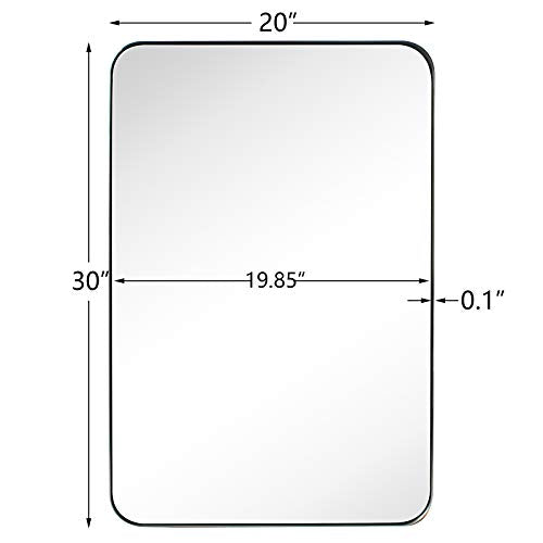Bathroom Wall Mirror 20x30 Inch Chrome Stainless Steel Frame Rounded Rectangular Vanity Mirror