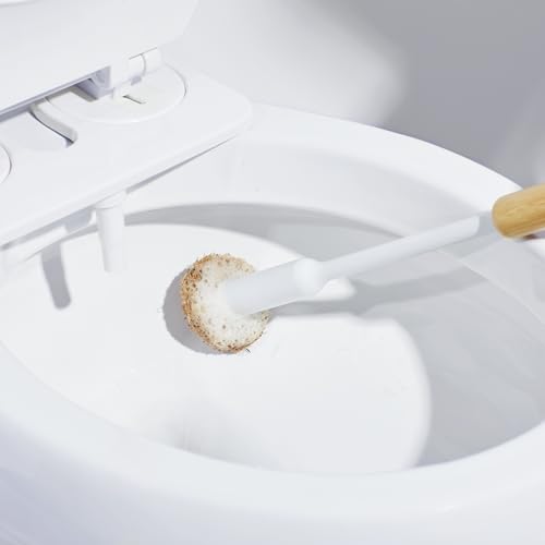 Toilet Brush Set with Holder & Coconut Husk Scrubbing Pads - Starter Kit