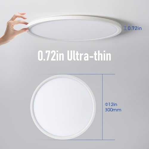 YELIOLED 12 Inch Black Dimmable LED Ceiling Light Fixture 6 Pack, 24W 2640LM