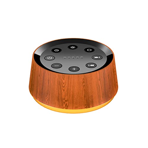 Wood Brown Noise Sound Machine with 30 Soothing Sounds & 12 Color Night Light