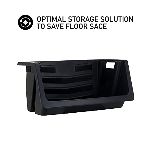 Heavy Duty Stack Bins - Interlocking Nesting Storage Containers Pack of 3 - Black