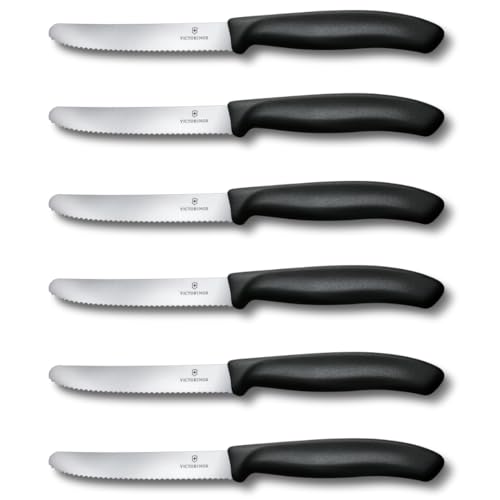 Victorinox Swiss Classic Tomato & Table Knife Set - 6 Pieces, Black Handle