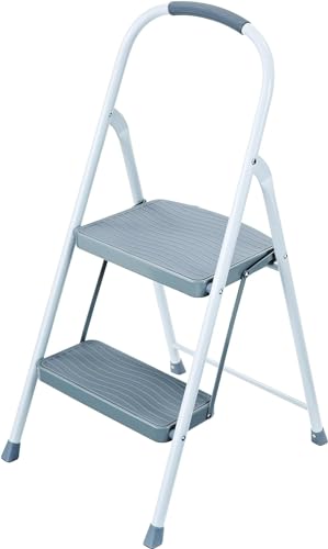 Rubbermaid 2-Step Steel Step Stool Ladder with Hand Grip, ANSI Type 2