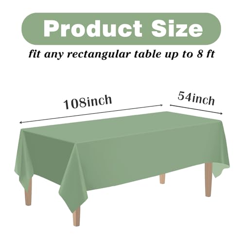 Kopokita Sage Green Disposable Tablecloths 54 x 108 in, 2 Pack