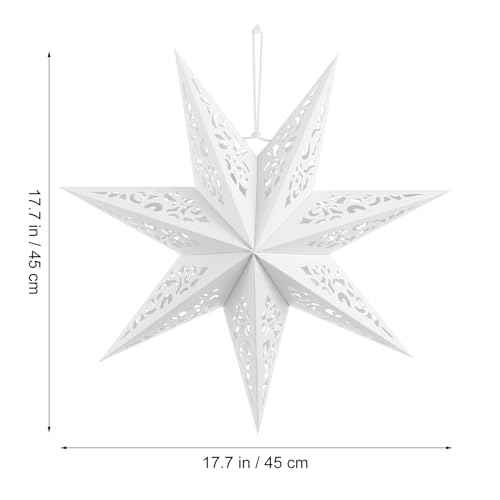 IMIKEYA Christmas Star Paper Lantern: 45cm Star Lamp Shade Paper Lantern Lamp Decorations Hollow out Hanging Lamp Shade for Christmas Wedding New Year Party Decorations (White)