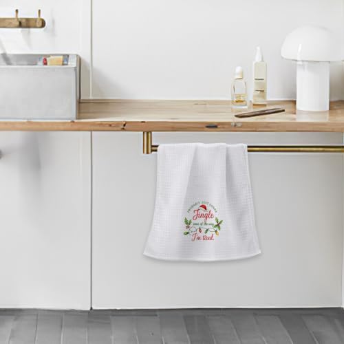 OHSUL Jingle Santa Hat Christmas Kitchen Dish Towels 16x24 Inch