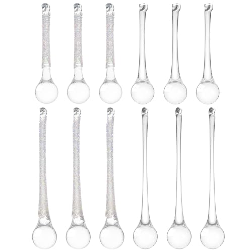 KI Store 12pcs Clear Glass Raindrop Ornaments – 6-Inch & 4-Inch Hanging Crystals