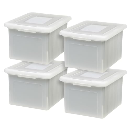Pearl 35 Qt. Stackable Plastic File Box Organizer with Lids - 8 Pack
