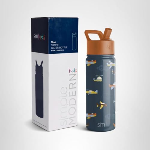 Simple Modern Kids Summit Water Bottle with Straw Lid | 18oz Stainless Steel Cup Insulated Tumbler for Toddlers, School | Wheels Up