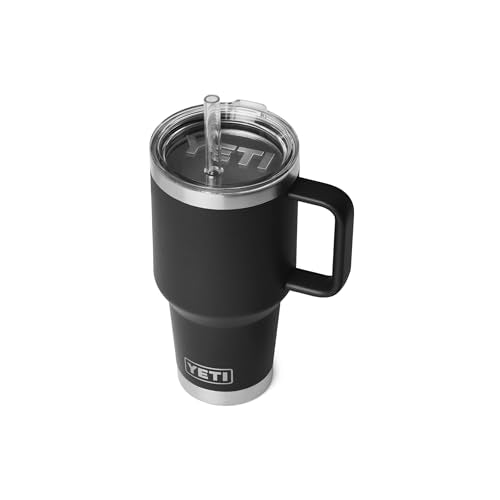YETI Rambler 35 oz Straw Mug - Black, Insulated Travel Cup with Handle