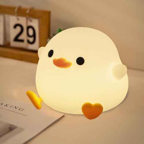 DREAMING MY DREAM Cute Duck Lamp,Do Do Duck Night Light,Silicone Squishy Nursery Bedside Lamp,USB Rechargeable Touch Table Lampfor Bedrooms, Living Room Decor Gift Toy