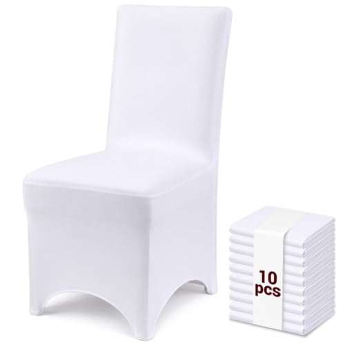 White Stretch Chair Covers Pack - Wrinkle-Resistant Spandex Slipcovers for Wedding & Events