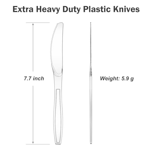 Heavy Duty Disposable Plastic Knives 360 Count - Clear, Food Grade, BPA-Free