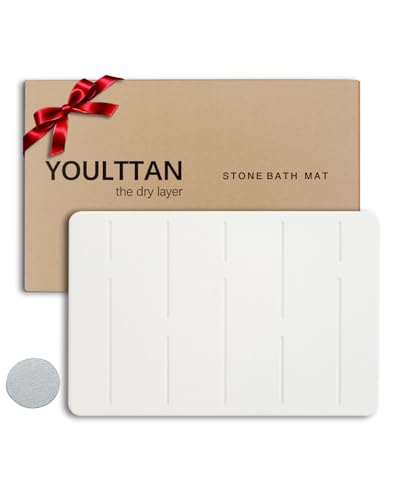 Stone Bath Mat 24"x16" - Diatomaceous Earth Shower Mat, Quick Dry,
