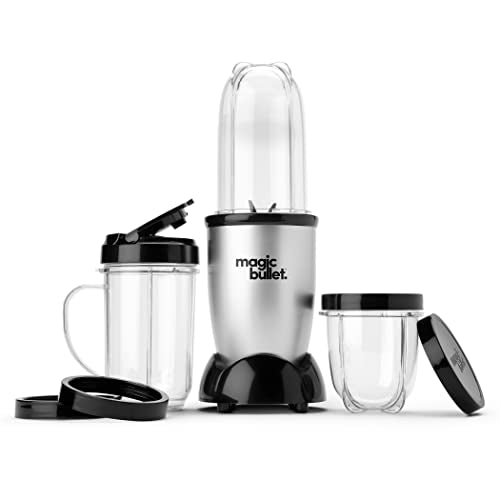 Magic Bullet 11-Piece Personal Blender for Shakes & Smoothies - Silver, 22oz, 250W, Model MBR-1101