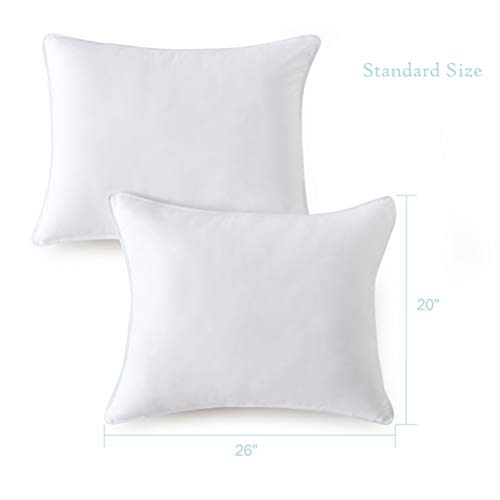 Supportive Standard Bed Pillow Set of 2 - 20x26 Inch Down Alternative Cooling Shams for Sleep & Decor - Variation of THIS listing
