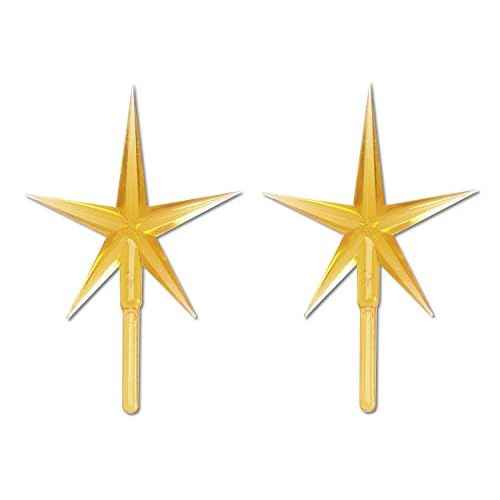 Creative Hobbies Gold Stars for Ceramic Christmas Tree Lights Plastic Light Decorations - Replacement Parts Christmas Tree Ornaments | 2 Pack