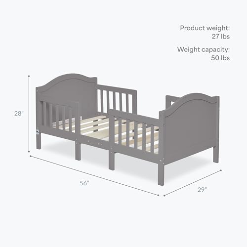 Toddler Convertible Bed with Guard Rails & Safety Certification - Storm Grey, 3-in-1