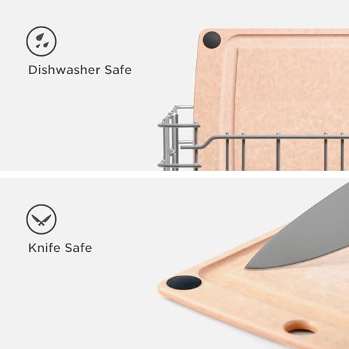 Epicurean 17.5x13 Inch All-In-One Cutting Board with Non-Slip Feet & Juice Groove, Natural/Black