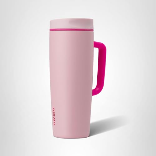 Owala SmoothSip Slider Stainless Steel Insulated Travel Mug with handle, 100% Leak Proof, For Hot and Cold Drinks, Travel Friendly with Sliding Lock Lid, 24 oz, BPA Free, Leak Proof, Pucker Up
