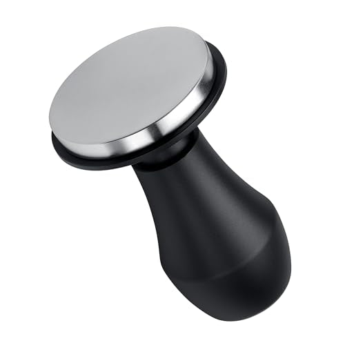 Normcore 58.5mm Coffee Tamper V4.1 with Click Sound Feedback, Spring Loaded Flat Base - Black