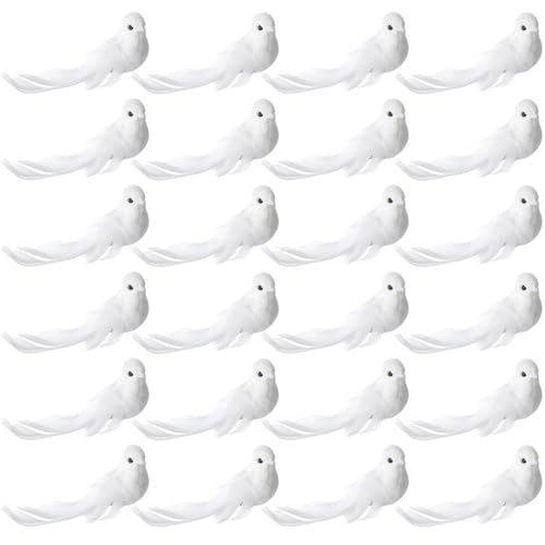 36 Pcs Christmas Dove Ornaments with Clip - White Bird Decor
