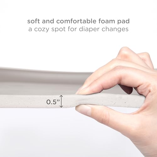 Ubbi Baby Foam Changing Pad - Taupe, Waterproof & Easy to Clean, Secure Safety Belt