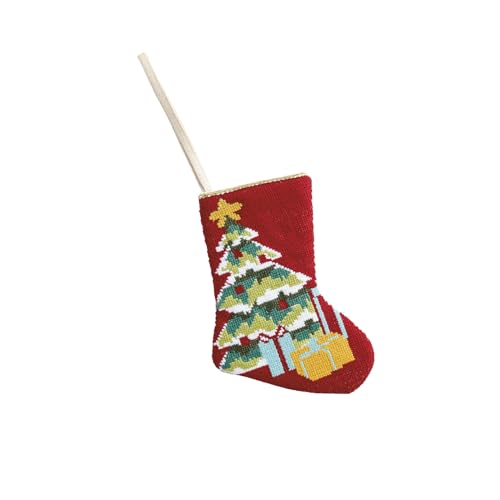 Mud Pie Christmas Tree Needlepoint Stocking - Mini Holiday Gift Holder