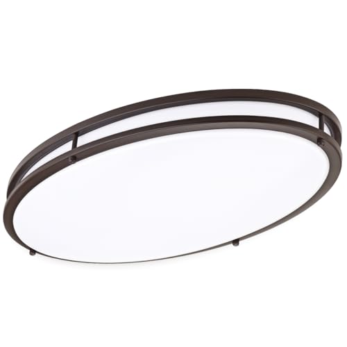 DAKASON 24-Inch Oval LED Flush Mount Ceiling Light Fixture - Oil Rubbed Brown